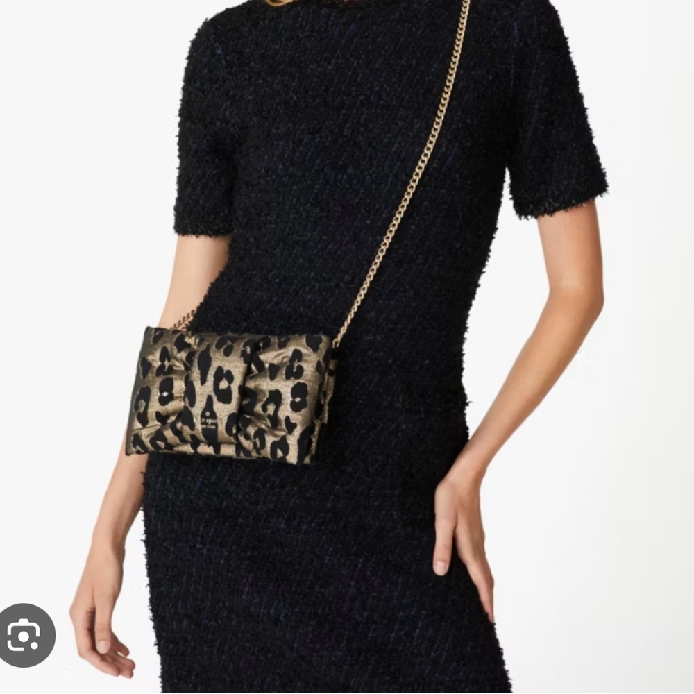 Kate Spade New York Millie Bow Leopard Flap Crossbody Bag, NWT